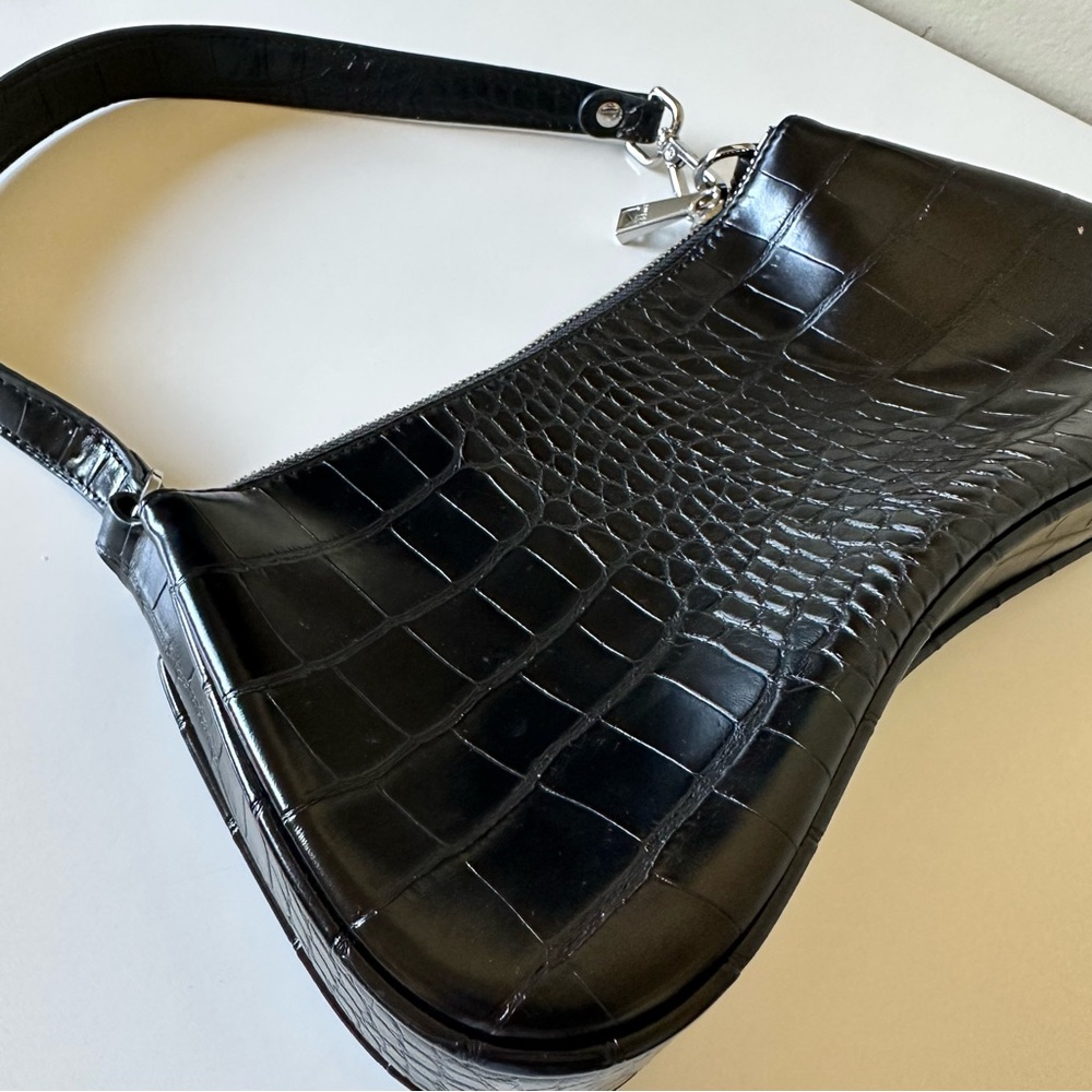 JW PEI Eva Black Croc-Textured Shoulder Bag - Picture 2 of 8